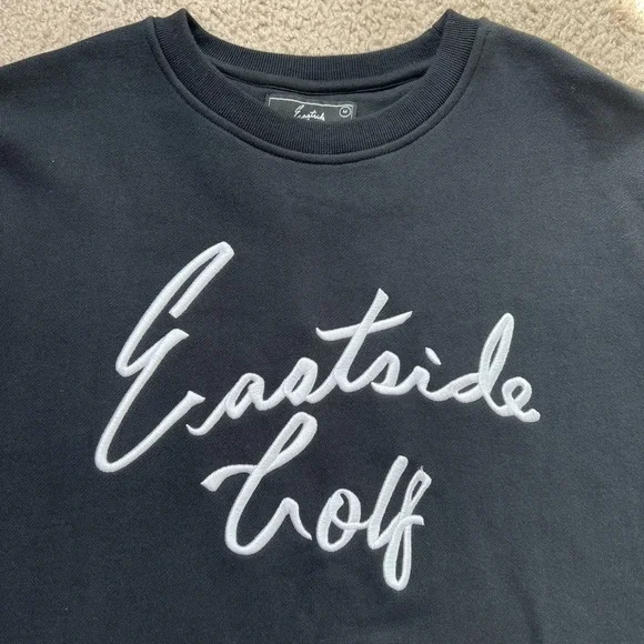 Eastside Golf Core Fleece Crew Script Logo Black Men Sweatshirt Size M NEW - Picture 2 of 10